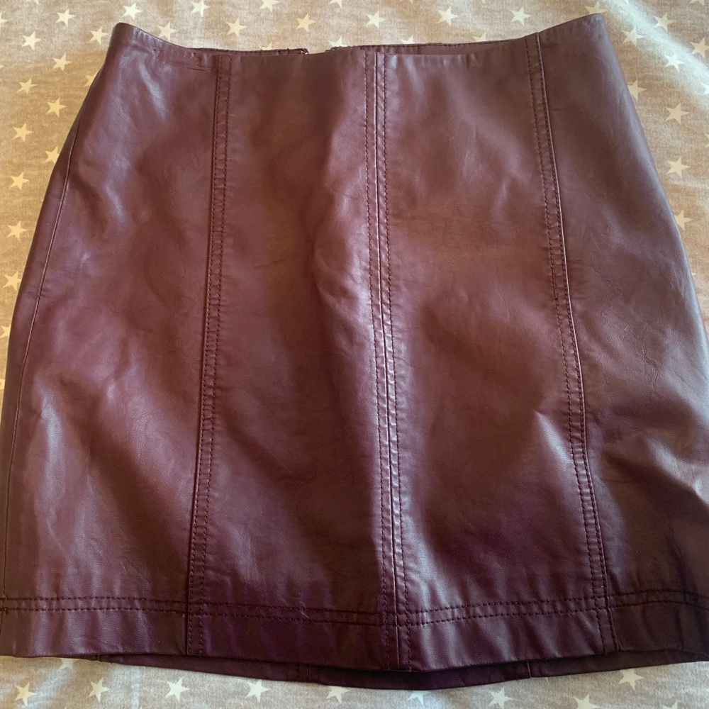 Free People Leather plum skirt